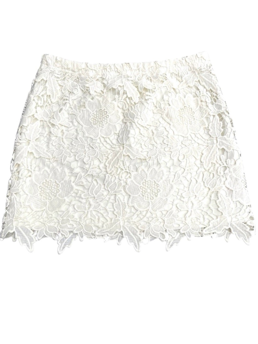 Vero Moda White Lace Pull On Elastic Waist Mini Skirt (M)